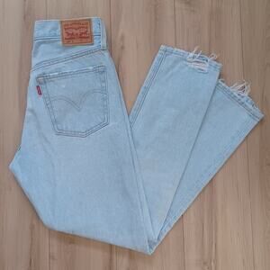 Levi's 501 S Skinny Straight Light Wash Cropped Jeans 26x28 EUC